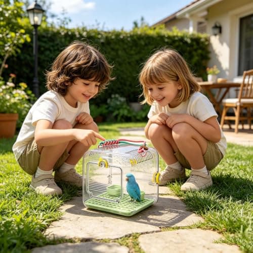 Small Bird Carrier Travel Cage Portable Acrylic Bird Carrier with Handle — view 3