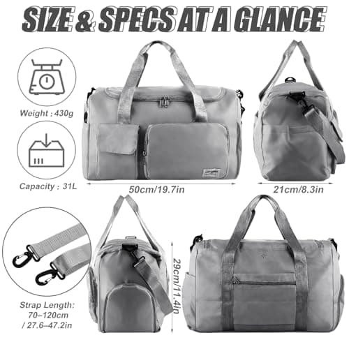 Lychico Large Sports Duffle Bag with Shoe Compartment, Waterproof Gym Bag for Men & Women, Multi-Compartment Holdall for Travel, Work, Overnight — view 2