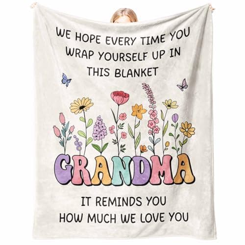 Grandma Gifts, Grandma Birthday Gifts – Utra Soft Flannel Floral Blanket Throw “How Much We Love You” – Thoughtful Present for Grandmmother from Grandchildren on Birthday Mothers Day Christmas