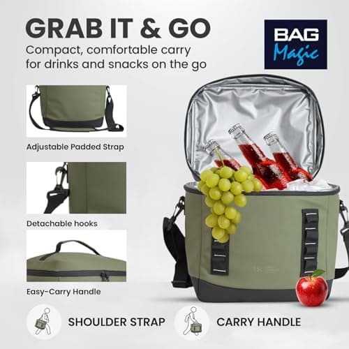 Bordlite 15L Insulated Cooler Bag Khaki – Leakproof Large Lunch Bag with Waterproof Lining, Thermal Insulation, Adjustable Shoulder Strap, Picnic Travel Cooler for Food & Drinks — view 2