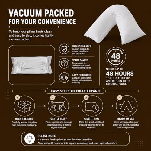House 22 V Pillow with Pillowcase – Hypoallergenic & Orthopedic V Shaped Pillows for Ultimate Comfort – Ideal for Maternity, Nursing, and Relaxation — view 2