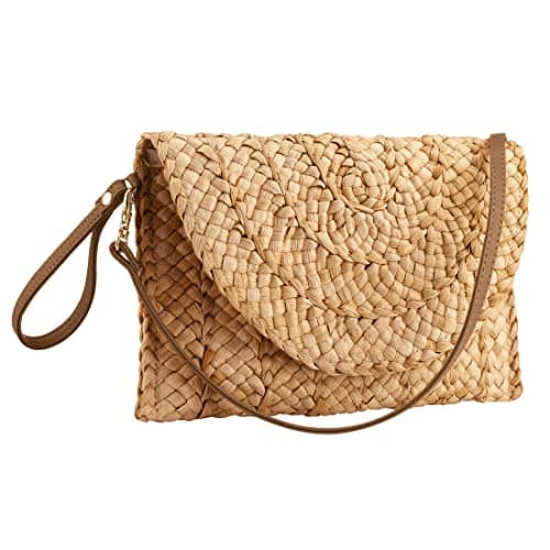 YYW Summer Beach Bags for Women Straw Clutch Woven Handbag Straw Crossbody Bag (Khaki) — view 2