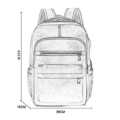 Baoblaze PU Leather Laptop Backpack Men Travel Rucksack Multiple Pockets Water Resistant Casual Daypack Computer Backpack for Fishing Shopping Hiking, Coffee — view 4