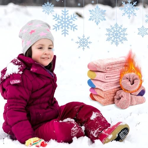 ZERULETS 6 Pairs Boys Girls Thick Socks Kids Thermal Winter Sock Ages 3-5 — view 2