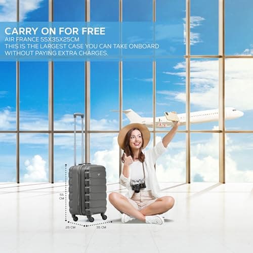 Flight Knight 55x35x25 Cabin Luggage for KML,Carry On Suitcase Approved for 35 Airlines, EasyJet, Maximum Size for Air France - Lightweight Small Durable Cabin Bag, ABS Hard Shell, Hand Luggage — view 2