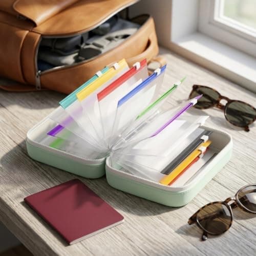 Waterproof Pill Pouch Set with 14 Flexible Bags - Clear Travel Medicine Organizer for Vitamins & Tablets - EVA Storage Case 15x6x11cm(Cyan 14*EVA) — view 4