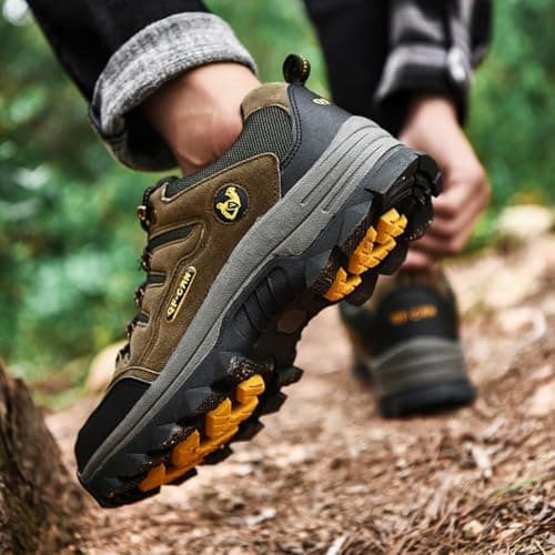 Women's Hiking Boots Men's Waterproof Walking Shoes Low Rise Breathable Trekking & Hiking Footwear Outdoor Backpacking Camping Trails Shoes (Dark Green-A,12) — view 6