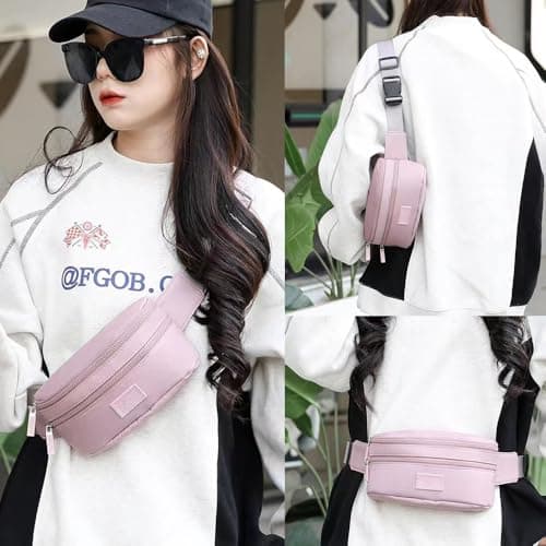 Bumbags Waist Fanny Pack Ladies Fashion Bum Bag with Adjustable Belt for Sport Hiking Girls Women (Purple) — view 2