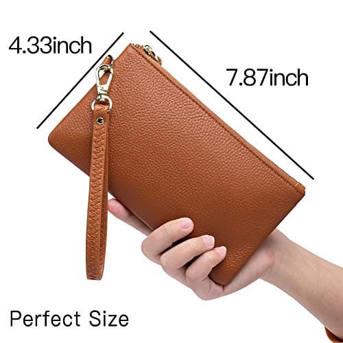 SENDEFN Wristlet Bag, RFID Blocking Clutch Bags, Genuine Leather Handbags for Women with Wrist Strap and Zip Pocket Compartment — view 5