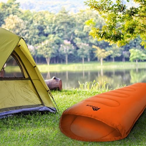 azark Premium Sleeping Bag, 350GSM, Lightweight and Waterproof, 4 Seasons of Camping, Hiking and Outdoors, Sleeping bag for Adults & Kids (Orange) — view 6