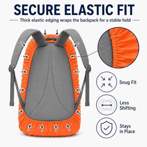 RubyTint Orange XS 8-17 L Waterproof Rucksack Rain Cover, Reflective Strip — view 4