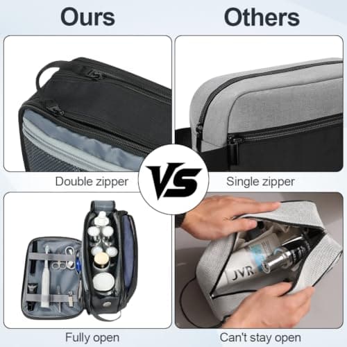 HOTUT Toiletry Bag for Men Large Travel Wash Bag, Water-Resistant, Black — view 4