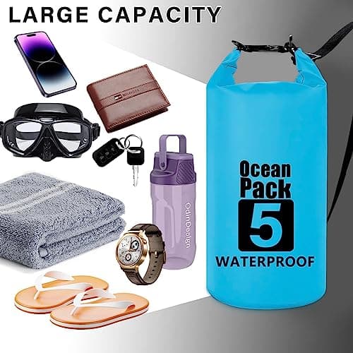 Invool Dry Bag, 5L/10L/20L/30L Waterproof Dry Bag, Dry Sack with Adjustable Shoulder Strap for Hiking, Swimming, Rafting, Surfing, Cycling, Camping, Fishing — view 5