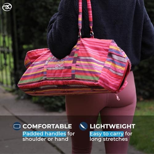 Yoga-Mad Deluxe Yoga Kit Bag | Full Zip Carrier Bag with Storage Pockets | Pilates Unisex Bag, Stores Mat and Yoga Accessories | Suitable for Pilates, Gym, Fits Most Mat Sizes (Pink) — view 4