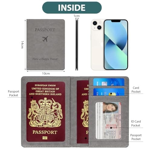 OFFCUP Passport Holder Cover, PU Leather RFID Blocking Passport Cover — view 2