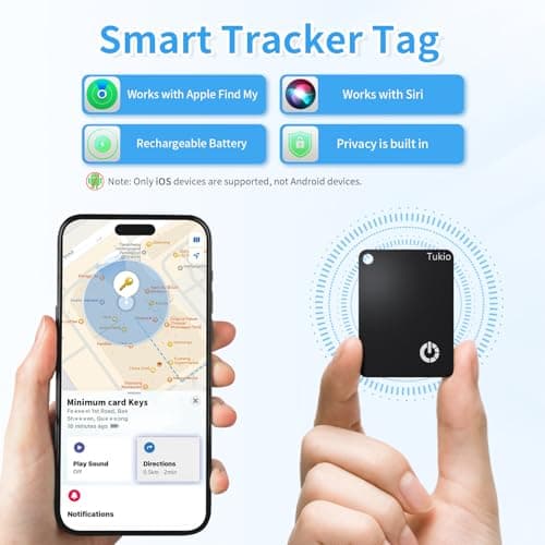 Tukio Smart Air Tracker Card 2 Pack (Black & Orange) Works with Apple Find My, Rechargeable Wallet Tracker Wireless Charging, Ultra Thin IP68 Waterproof Bluetooth Tag Locator for Luggage & Passport — view 2
