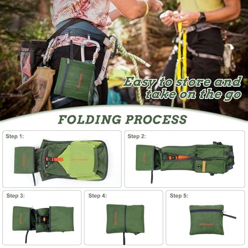 BECOJADDE 15L Hiking Backpack for Men Women Foldable Small Rucksack Lightweight Mini Backpack for Camping Travel Outdoor, Olive Green — view 6