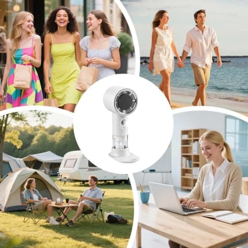 Handheld Misting Fan, ABS Rechargeable Portable Spray Cooler | 3 Speed, Quiet, Compact | Personal Mini Desk Fan for Travel Outdoor Beach Picnic Office, Summer es-sentials — view 4