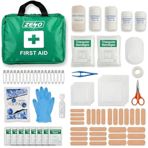 ZENO First Aid Kit 90 Piece | First Aid Kit Home | Home & Office Emergency First Aid Kit | Includes Eyewash | 2X Ice Packs and Emergency Blanket for Office, Car, Caravan, Workplace, Travel