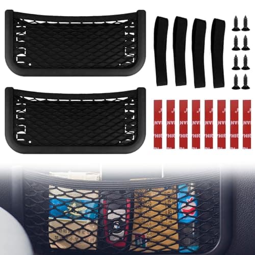 Storage Nets for Campervans, 2 Pcs Universal Car Mesh Storage Organizer Pocket Net with Plastic Frame Seat Back Pockets for Motorhome, Truck, Boat (26 x 12 cm)