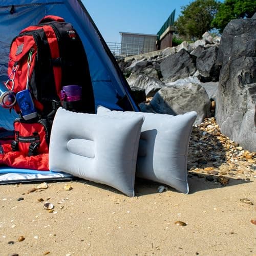 TRIXES Grey Inflatable/Travel Pillows, 2PK – Lightweight & Multipurpose