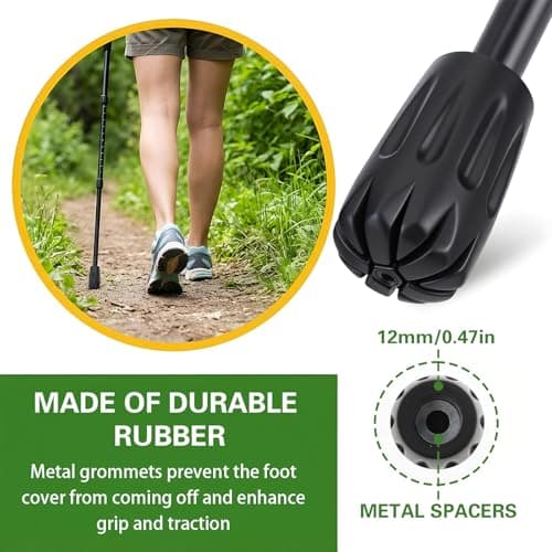 8 Pack Heavy Duty Walking Stick Tips Trekking Pole Accessories Hiking Sticks Canes Reinforced Rubber Ferrules for Trekking Poles Cane Tips Sticks Tip Protectors Cover Fit Non Slip Replacement Caps — view 4