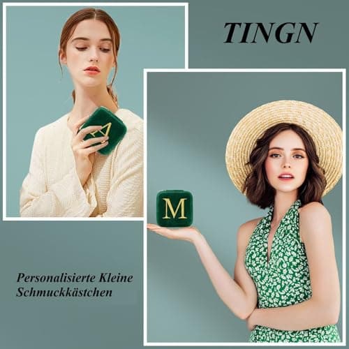 TINGN Small Travel Jewelry Case Jewelry Box Jewelry Organizer, Travel Essentials Travel Accessories for Women Girls, Christmas Gifts for Women Wife Girlfriend Mom Grandma Letter M — view 6