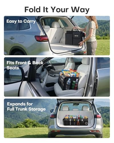 HOTOR Car Boot Oganiser - 3 Compartments Auto Trunk Organizer Collapsible — view 5