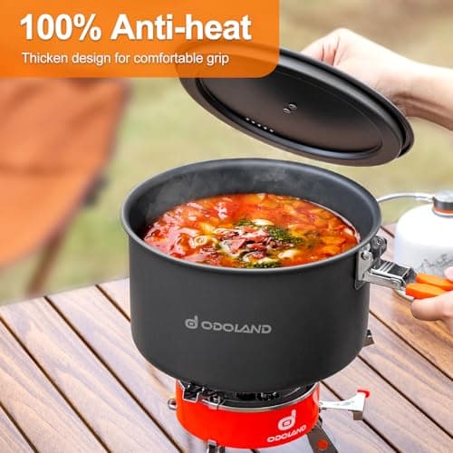 Odoland Camping Cookware Kit, Non-Stick Lightweight Camping Pot and Fry Pan Set with Mesh Bag for Camping, Backpacking, Outdoor Cooking Picnic 1.9L — view 3