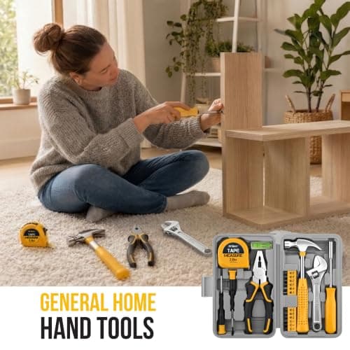 Hi-Spec 20Pcs Compact Home and Office Hand Tool Kit for DIY Repairs, Yellow — view 5