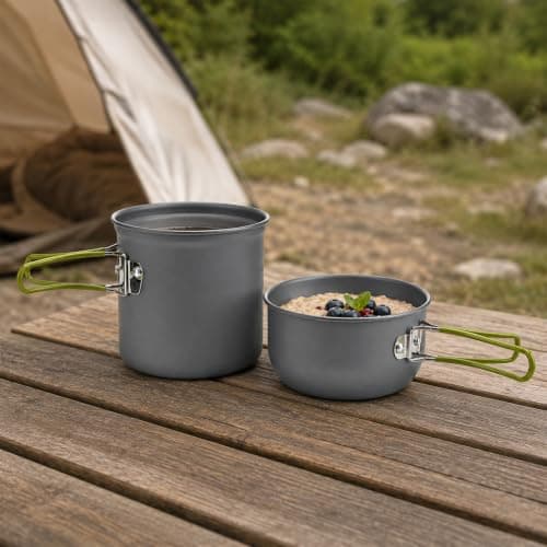 FERNVALE Camping Cookware Set with Folding Handles, Compact Pot and Pan for Hiking — view 2