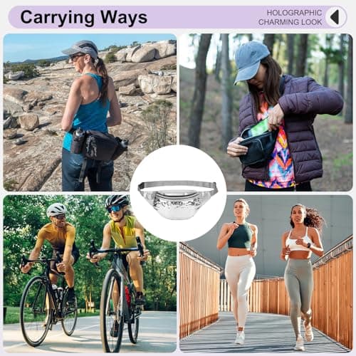 DTGN Sequined Fanny Pack for Women, Cute Waist Belt Bag, Crossbody Bag Water Resistant Fashion Small Bum Bag with Adjustable Belt for Running Hiking Shiny Silver — view 5