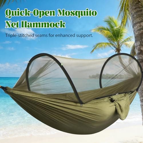 Aartner Ultra-Light Travel Camping Hammock Pop-up Bug Net - Anti-Rollover Hammock 300kg Load Capacity,Breathable,Quick-drying,Outdoor Backpacking Hiking (Olive Green) — view 3