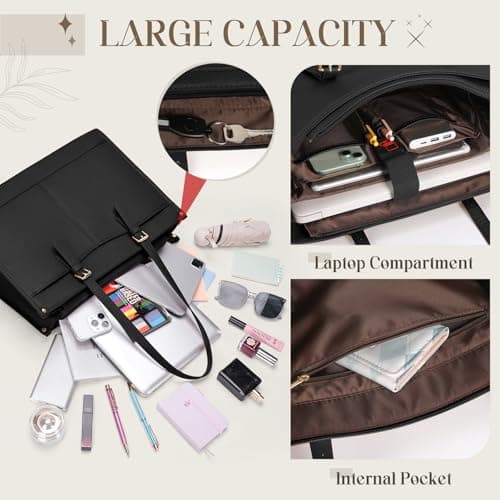 RAINSMORE Laptop Work Bags for Women with Insulated Lunch Compartment Large — view 6