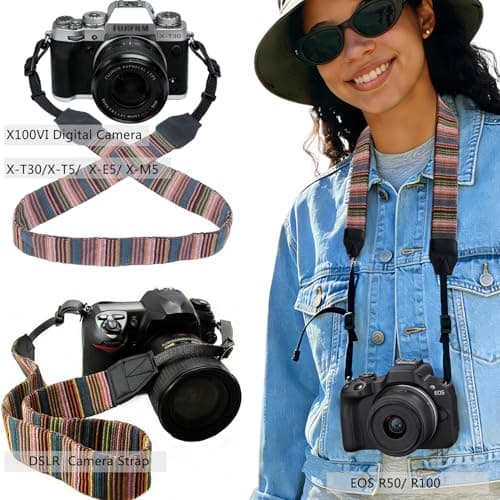 YMTHamaz3 Camera Strap for Womens Photographers,Bohemia Vintage Cute Weave Strap For DSLR Camera Lanyard or Soft and Comfortable Binoculars Strap — view 3