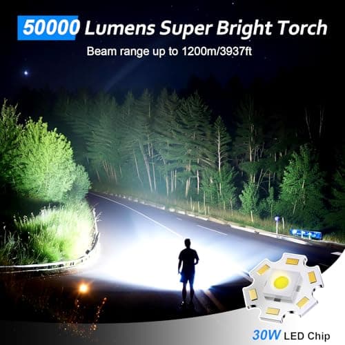 Torches LED Super Bright USB Rechargeable 50000L Flashlight Tactical Torch — view 2