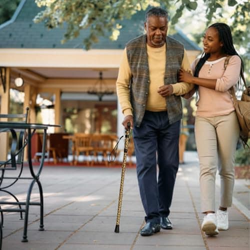 Life Healthcare Folding Walking Stick, Adjustable Aluminium, Brown Leopard — view 6