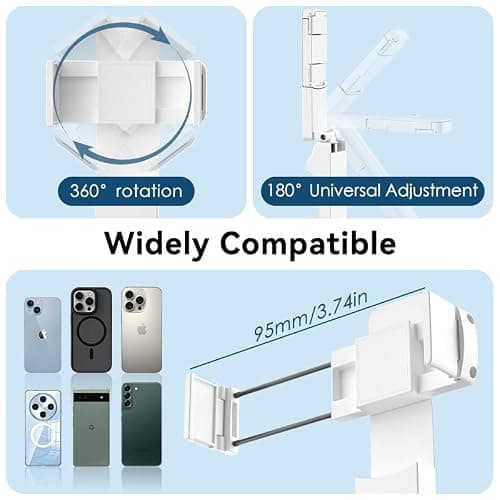 Cloudvalley Mini Selfie Stick, Extendable Pocket Selfie Stick with Remote Control, Lightweight Portable Stand in Hand for Vlog/Video Recording/Live Streaming, White — view 3