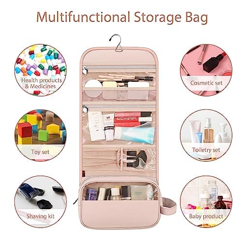 FINPAC Portable Toiletry Travel Wash Bag, Large Hanging Makeup Organiser — view 4