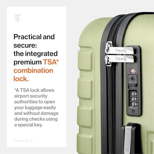 Travely Polycarbonate Cabin Suitcase 55x40x20cm - 20 Inch Suitable for Ryanair - 36L Including TSA Lock - Carry on - 10kg Suitcase, Cabin case, Hardshell — view 6