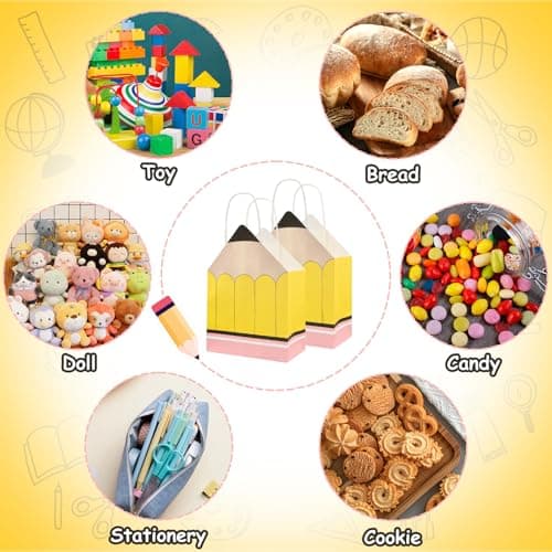 12Pcs Pencil 3D Gift Bags, Teacher Candy Gift Boxes, Novelty School Supply Favor Bags for Back to School, Teacher Appreciation, Student Birthday Party Favors Supplies — view 4