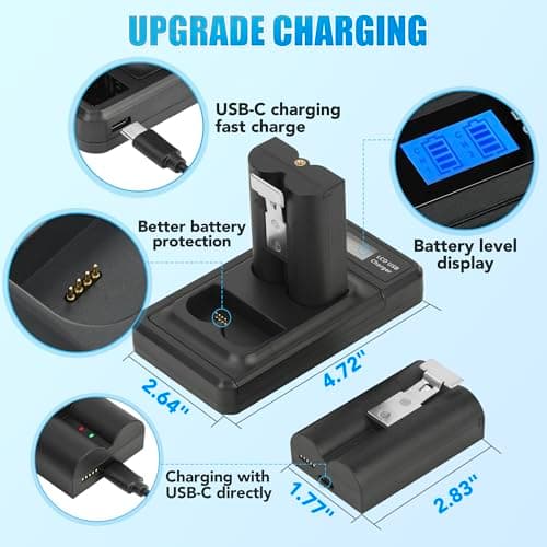 7200mAh Replacement Battery for Ring, 2-Pack Rechargeable Quick Release Battery Pack V4 with Led Displayer Charger Station for Ring-Doorbell Camera 2/3/4, Spotlight and Stick Up Cam — view 4