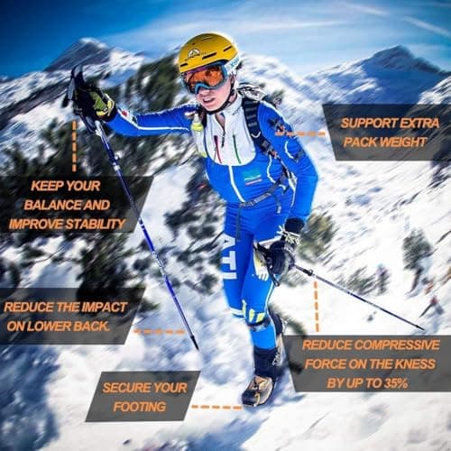 covacure Walking Poles, 7075 Aluminum Tri-fold, Adjustable Height, 2PCS — view 2