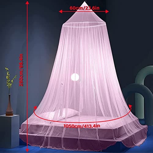 FFTANXS Bed Canopy for Girls,Rainbow Canopy Bed,Princess Mosquito Net for Travel&Room Single to Double Universal,Large Dome Hanging,Breathable Mesh Effective Anti,Girls Room Decor(Pink) — view 2