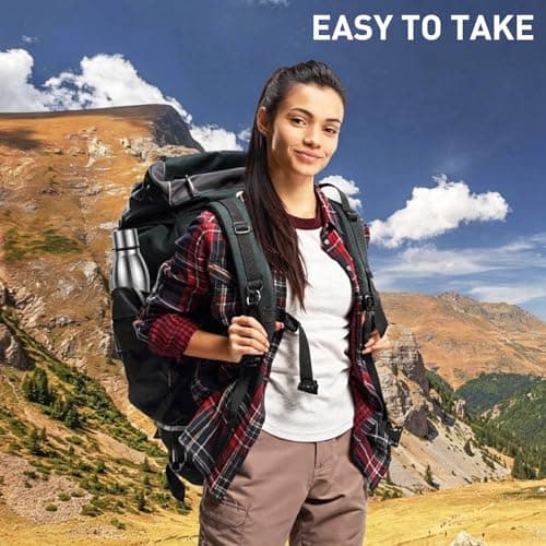 ICEBLUEOR 1000ml Water Bottle Stainless Steel, Leak Proof Portable Non Insulated Single Wall Metal Water Bottle with Carry Handle, Ideal For School Office Gym Travel & Sports Travel Essentials — view 5