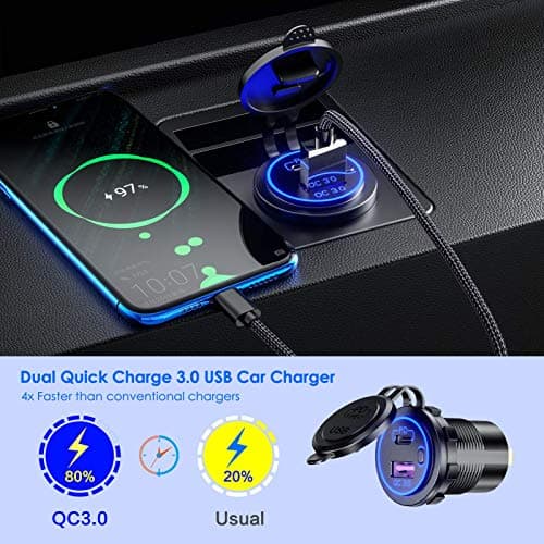 Thlevel USB C Car Charger Socket USB C Charging Socket 12V USB Charger — view 4