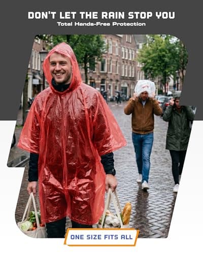 Hagon PRO Ponchos de Pluie Jetables pour Adultes Disposable Rain Ponchos for Adults, — view 6