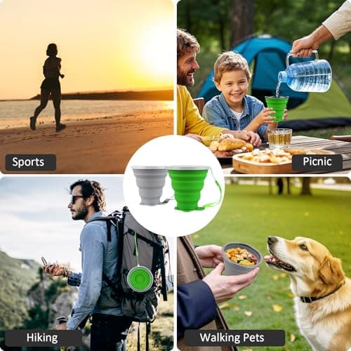 ddLUCK Silicone Collapsible Camping Cup, 320ml Foldable Travel Mug with Lid — view 6