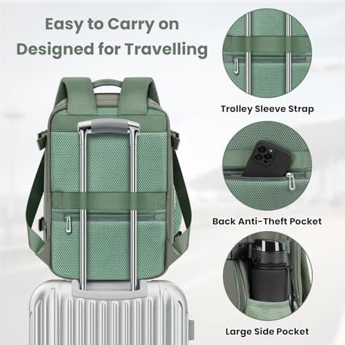 OTAHGK Cabin Bags 40×30×20 for Ryanair Underseat Carry-ons Travel Backpack Hand Luggage Bag Cabin Size 24L Flight Rucksack Casual Daypack School Office Backpack Fit 14 Inch Laptop-Green — view 5