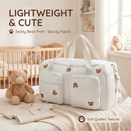 Hospital Maternity Bag, Baby Changing Bags with Shoulder Strap(White Bears) — view 3